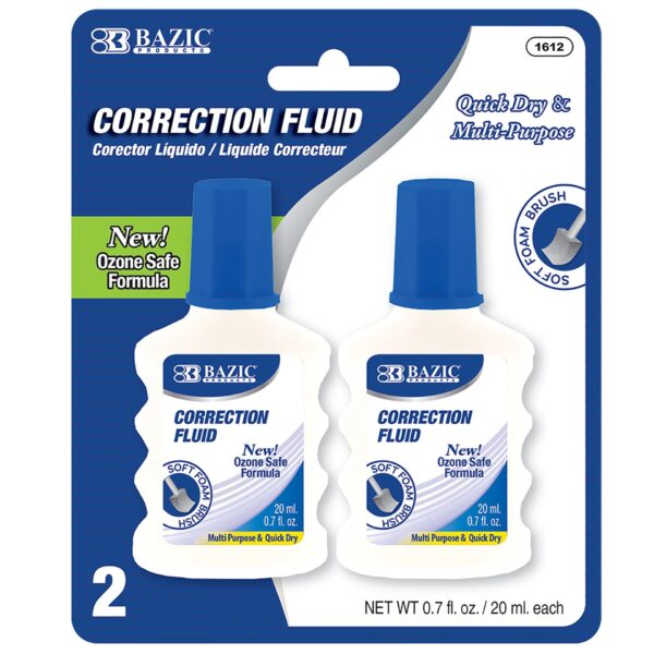 0.7 FL OZ (20 mL) Correction Fluid w/ Foam Brush (2/Pk)
