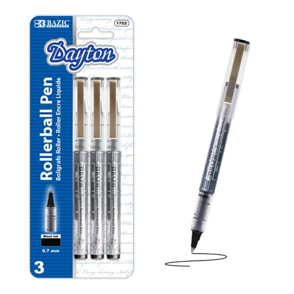 Dayton Black Rollerball Pen with Metal Clip (3/Pack)