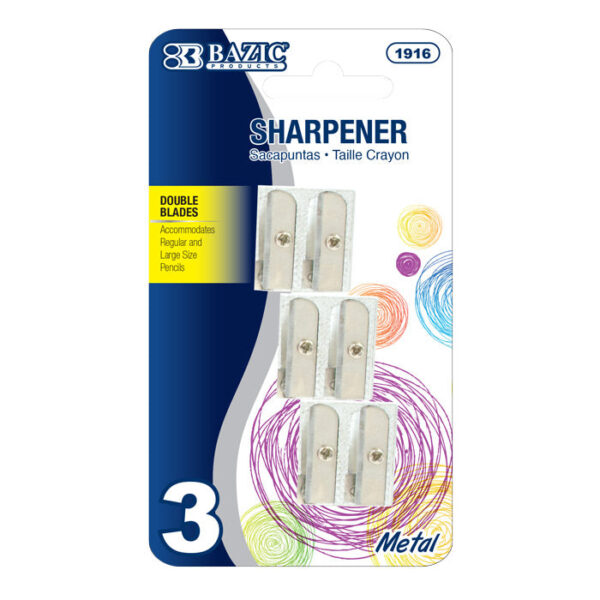 Dual Blades Metal Pencil Sharpener (3/Pack)