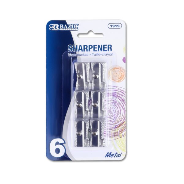 Single Blade Metal Pencil Sharpener (6/Pack)
