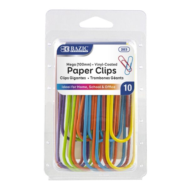 Mega (100mm) Color Paper Clips (10/Pack)