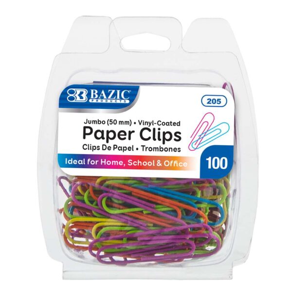 Jumbo (50mm) Color Paper Clips (100/Pack)
