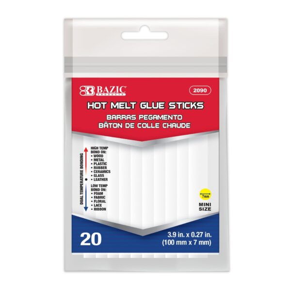 3.9" x 0.27" Dual Temp. Mini Hot Melt Glue Sticks (20/Bag)