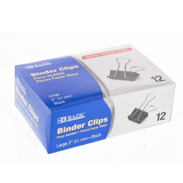 Large 2" (51mm) Black Binder Clip (12/Box)
