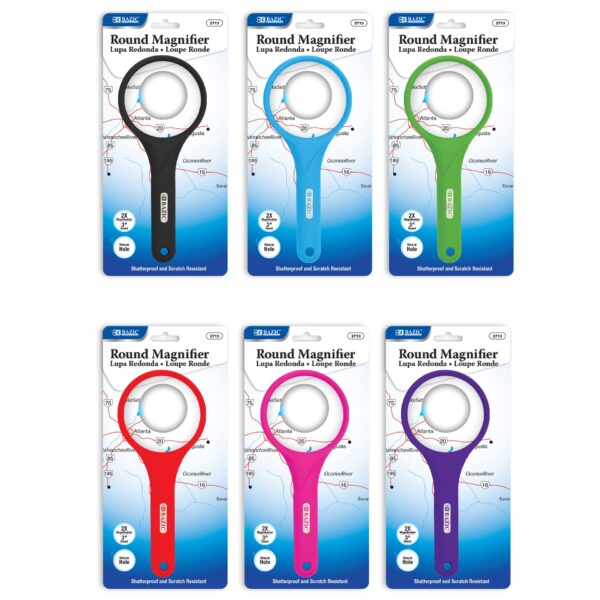 Asstd Color 3" Round 2X Handheld Magnifier