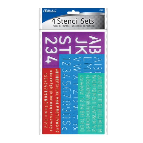 8, 10, 20, 30 mm Size Lettering Stencil Sets (4/Pack)