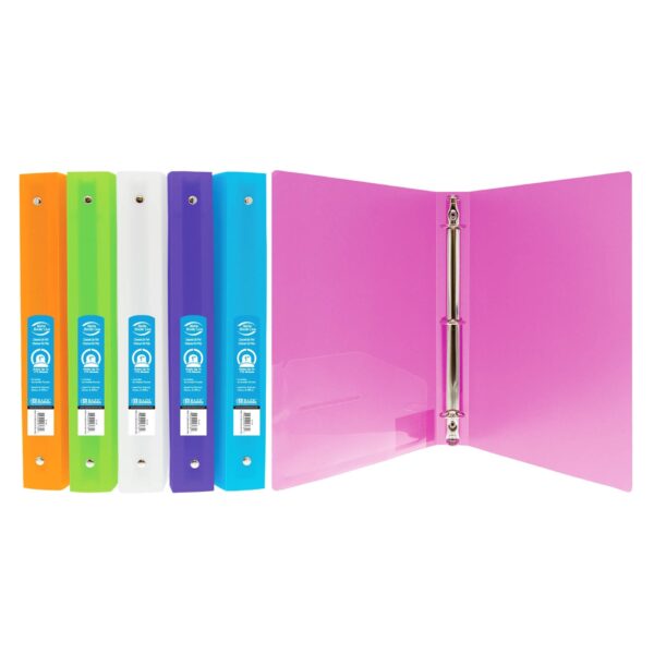 1" Matte Bright Color Poly 3-Ring Binder w/ Pocket