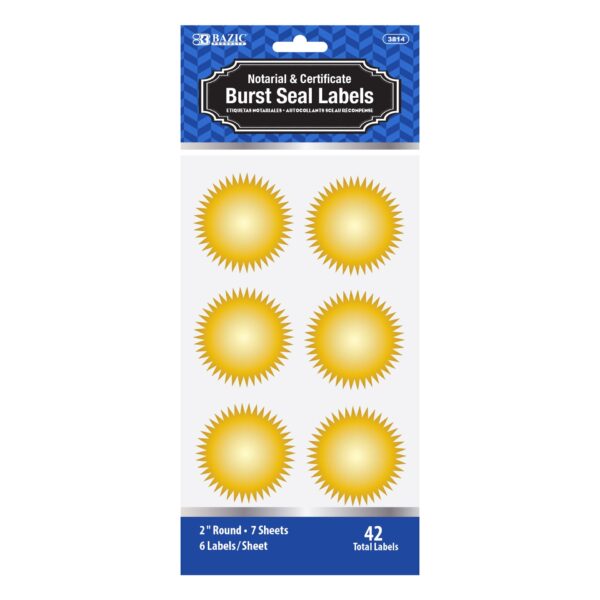 2'' GOLD FOIL NOTARY/ CERTIFICATE SEAL LABEL (42/PACK)