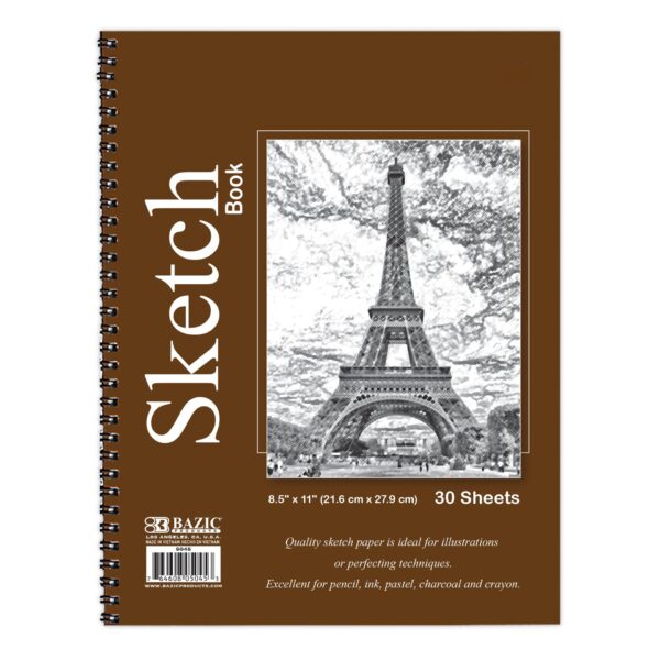 30 CT 8.5''X11'' SIDE BOUND SPIRAL SKETCH BOOK