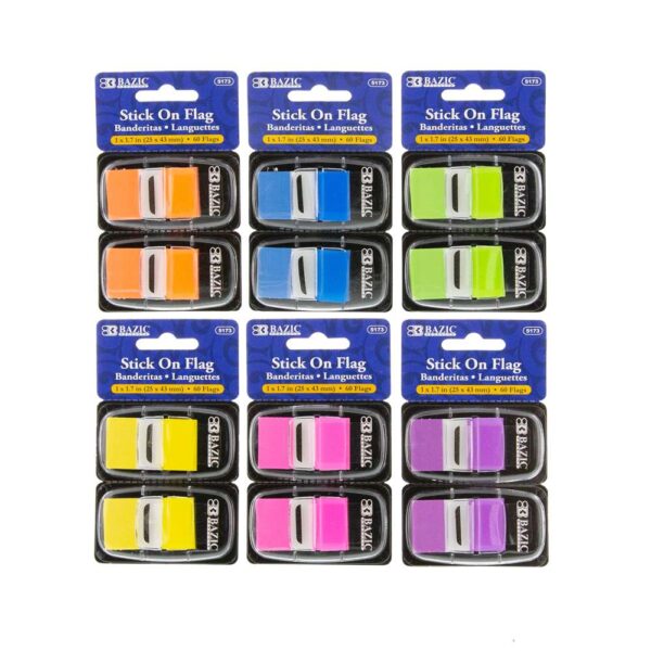 NEON COLOR STANDARD FLAGS W/DISPENSER ( 4/PACK ) 30 CT 1''X1.7''
