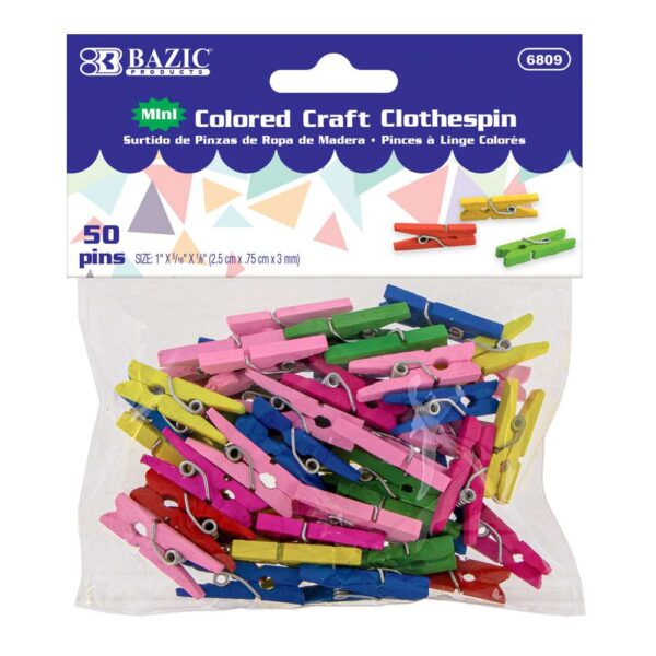MINI COLORED CLOTHES PIN (50/PACK)