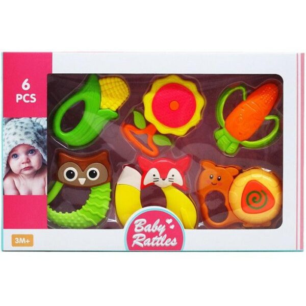 6Pc Baby Rattle Play Set In Window Box, 2 Assrt Clrs NY83762