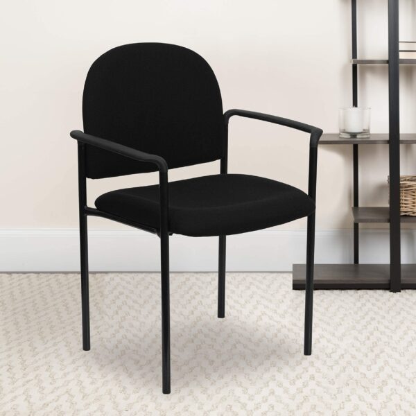 Flash Furniture Tiffany Side Reception Chair with Armrests, Stackable Fabric Waiting Room Chair