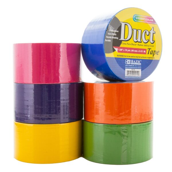 ASSORTED FLUORESCENT COLORED DUCT TAPE 1.8''X10 YARD