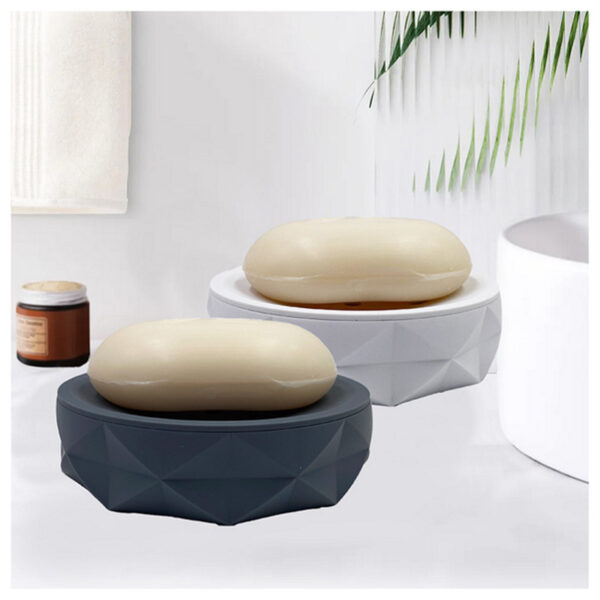 DIAMOND CUT PLAS SOAP DISH WHT/GRY