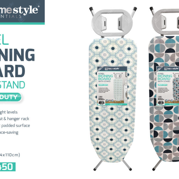 15"X47"STEEL IRONING BOARD W IRONSTAND-2