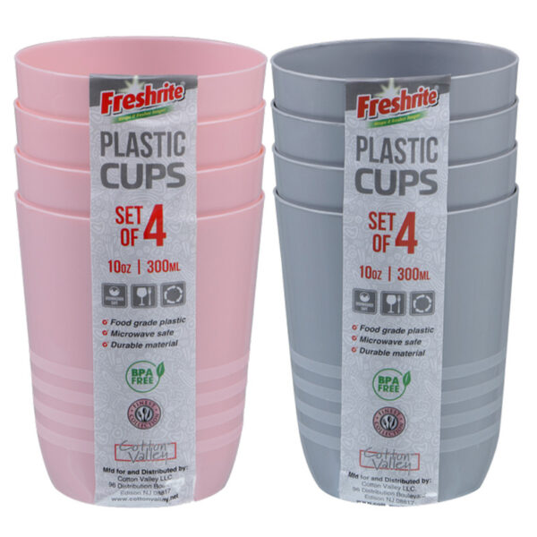 10OZ / 300ML 4-PIECE PLASTIC CUP SET - 48