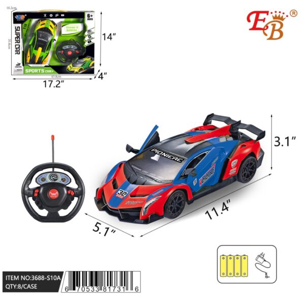 1:14 R/C CAR W/RECHARGEABLE BATETRY 8PC/CS