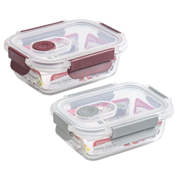 RECTANGL GLAS FOOD CONTNRW/VENT12.5OZ-24