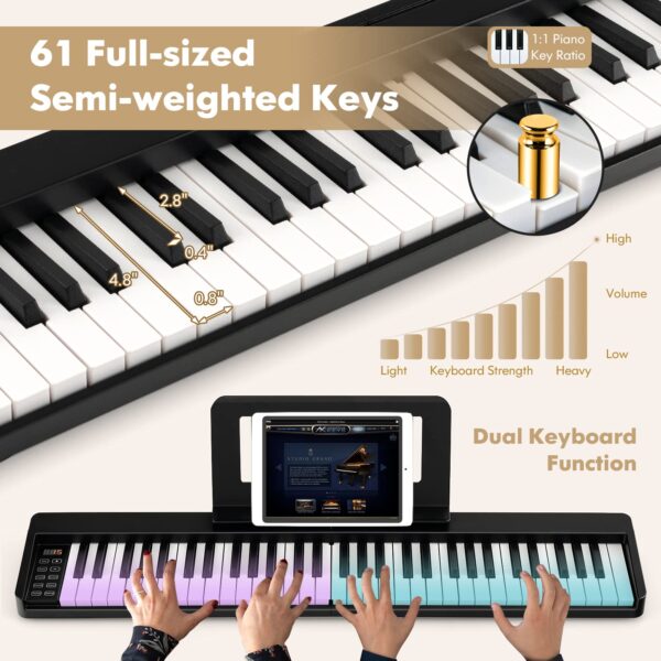 61 KEY BLACK PIANO KEYBOARD 8PC/CS