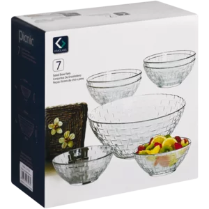 GLASS BOWL SET 7PC IN GIFT BOX - 1PC 9 INCH + 6PC 4 INCH