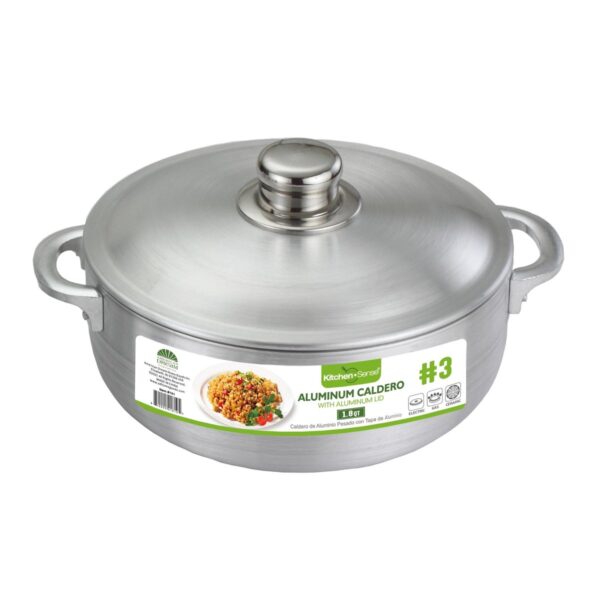 #3 - 1.8Qt Heavy Gauge  Aluminum Caldero with Aluminum Lid ( 6 )