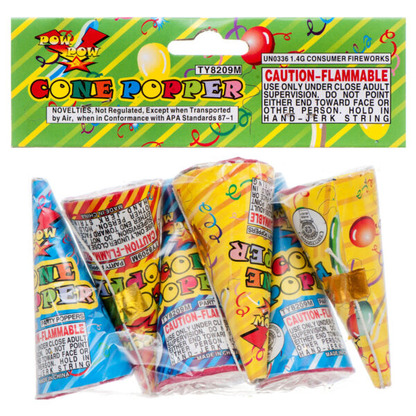 CONE POPPERS 3" 6 CT ASST COLOR