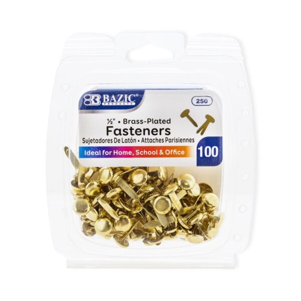 1/2" Brass-Plated Fasteners (100/Pack)