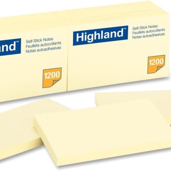 HIGHLAND NOTES SELF STICK JAUNE 2 7/8'' 12/PK 12*CS