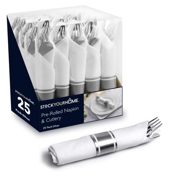P-WRAP SILVER CUTLERY IN NAPKIN 10SET-12