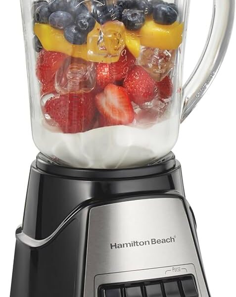 HAMILTON BEACH 58148BLENDER GLASS JAR STAINLESS STEEL W 3 CUP FOOD CHOPPER