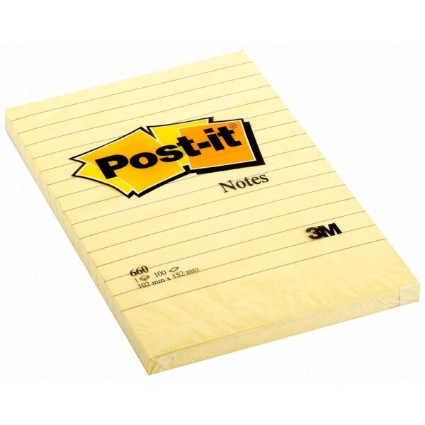 POST IT NOTE SELF STICK JAUNE 3 7/8''X5 7/8'' 12/PK