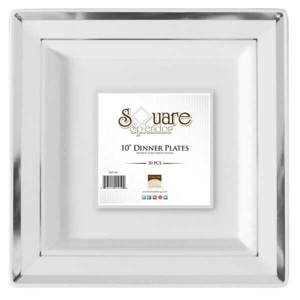 CROWN DINNER PLATE EXECUTIVE COLLECTION 10 IN 10 PK SQUARE SILVER
Item # 19393
