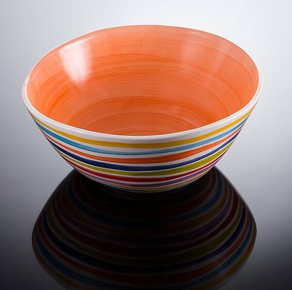 Stoneware Bowl- 9"- Orange W/ Stripe
56686