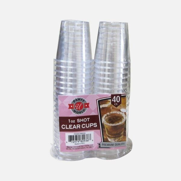 1 OZ SHOT CLEAR CUPS 40CT- 48