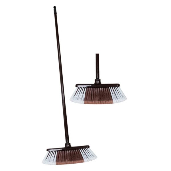FLOOR BROOM BROWN W-PLAIN STICK-24