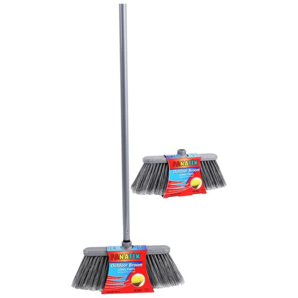 FLOOR BROOM GRAY W/PLAIN STICK-18