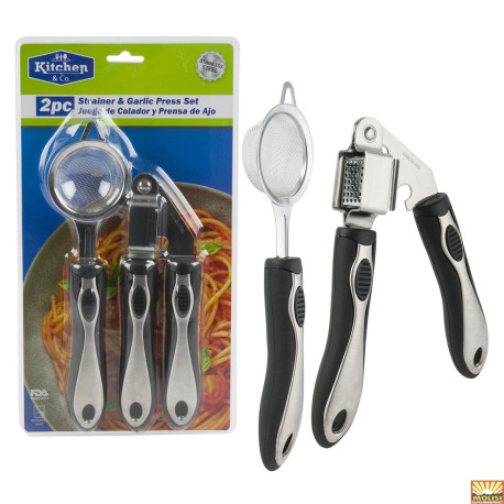 Kitchen and Co 2pc Strainer and Garlic Press
95574