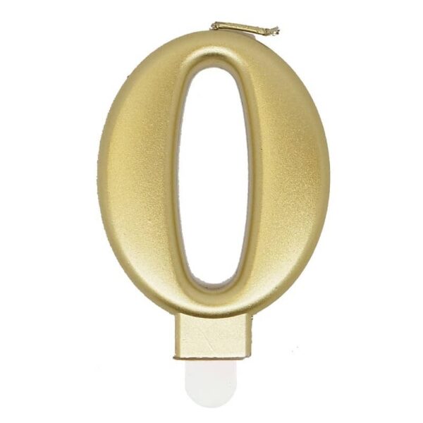 Numeral Candle 0 - Metallic Gol