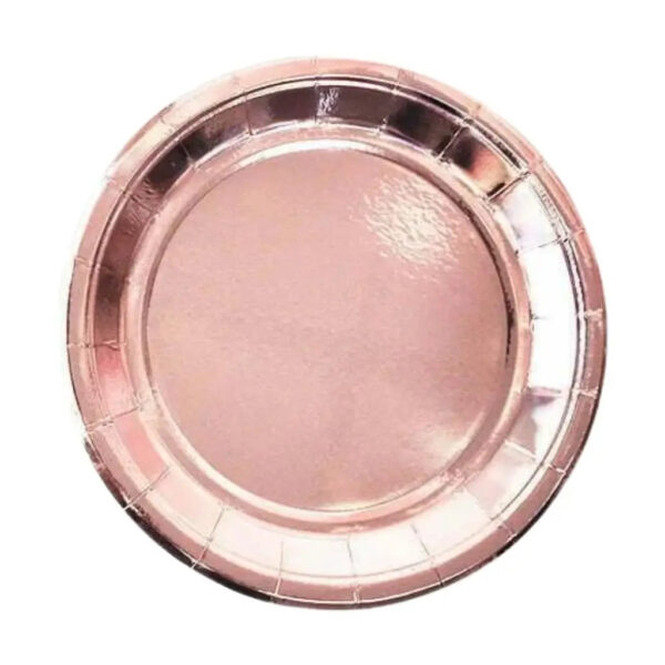 PAPTER PLATE ROUND ROSE GOLD 8P