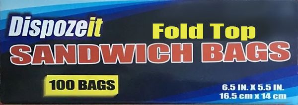 DISPOZEIT SANDWICH BAG 6.5X5.5IN 100CT FOLD & LOCK
Item # 21751
