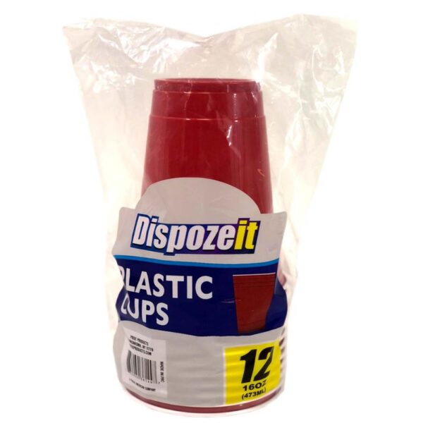 DISPOZEIT PLASTIC CUP 16 OZ 12 CT RED COMPARES TO SOLO 36144