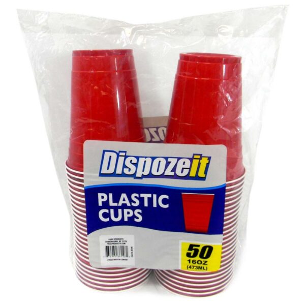 DISPOZEIT PLASTIC CUP 16 OZ 50 CT RED COMPARES TO SOLO 36146