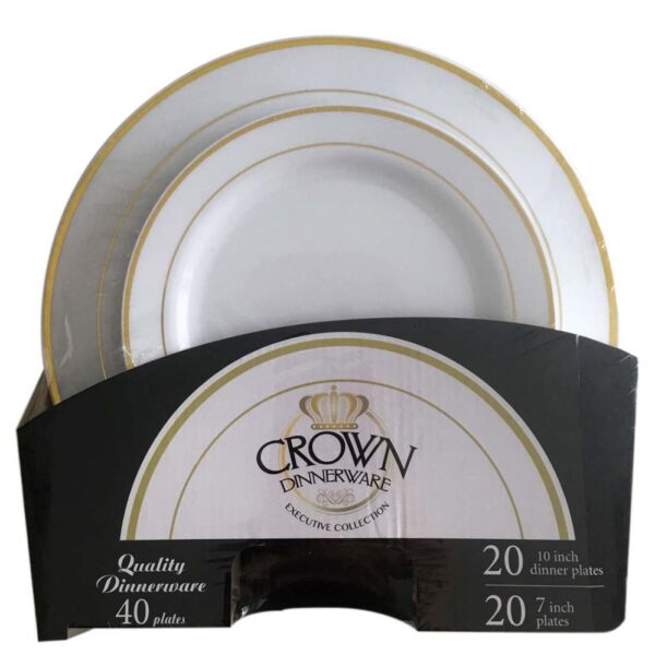 CROWN PLATE SET 40CT SET (20 X 7IN PLATE & 20 X10IN PLATE) EXECUTIVE COLLECTION GOLD
Item # 36705