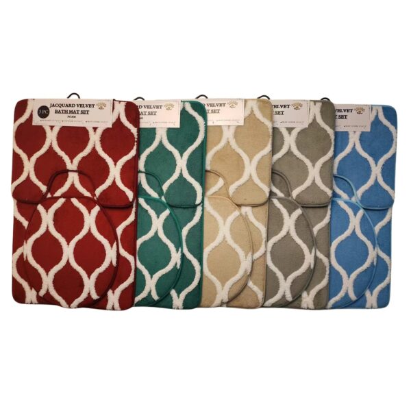 "3-PC BATH MAT SET- 5 COLORS ASSORTED
15/BOX"