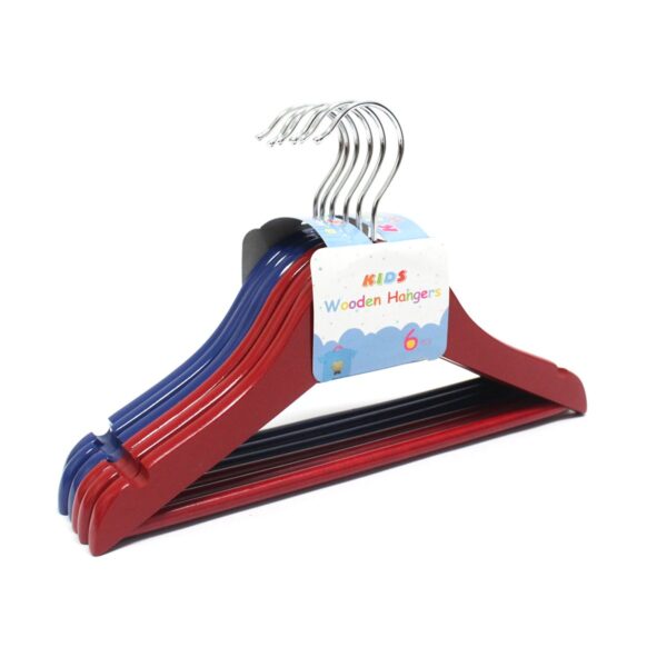 HANGER,6pcRED/BLUE WOOD KIDS