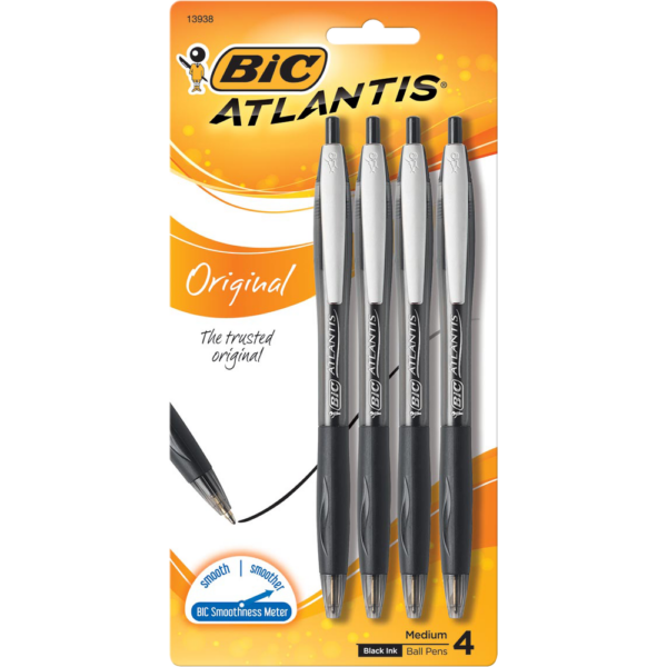 4pk BIC Retractable Ball Pen- A