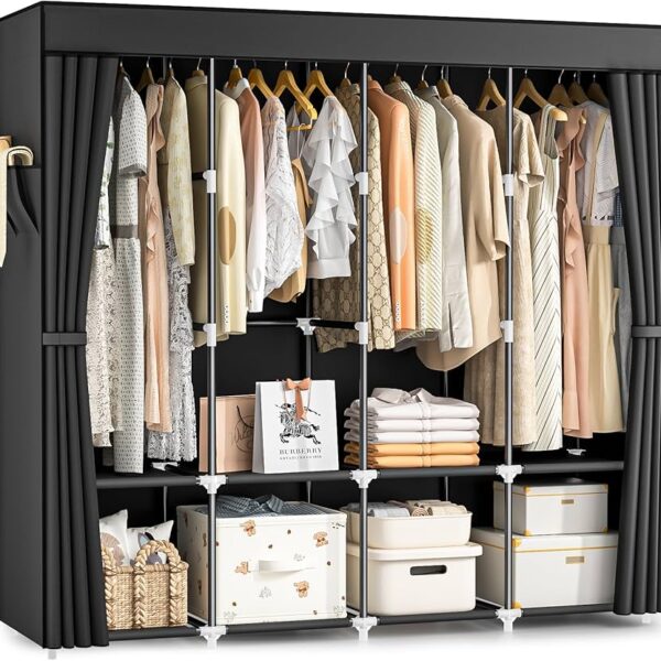 Black - Deluxe 42.5 Wardrobe with 4 Shelves (6)