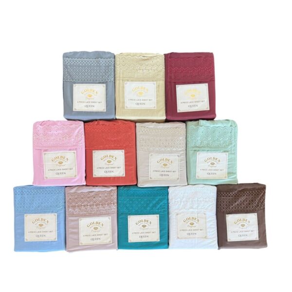 "4-PC KING SIZE EMBROIDERED SHEET SET-INCLUDES FITTED SHEET, FLAT SHEET, 2
PILLOWCASES-12/BOX"