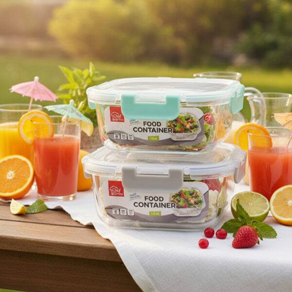 SQUARE GLAS FOOD CONTR W/VENT 27OZ-12